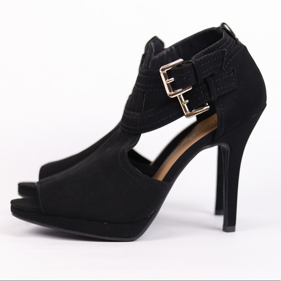 Andiamo black peep toe booties pumps 9.5 - Picture 4 of 12